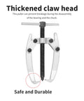 Beefed Up 2 Jaw Gear Puller Set 2.5 Inch Universal Bearing Extractor Tool 65mm Reach High Carbon Steel Puller with thickened claw head.