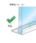 M 6221 Sliding Shower Door Bottom Guide For Tub Enclosures, Five Eighths Inch Channel, white plastic guide with glass panel fit diagram