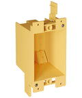 Single Gang Electrical Outlet Box 14 Cu Inch Junction Box Old Work Retrofit Kit Heavy Duty PVC, side view showing secure cable clamp.