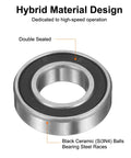 Hybrid Ceramic Deep Groove Ball Bearing 12x24x6mm With Si3N4 Silicon Nitride Balls, Double Sealed 6901-2RS close-up view