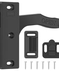 All Metal RV Screen Door Latch Right Hand Upgrade Kit With Zinc Alloy Handle And High Impact ABS Hardware components displayed