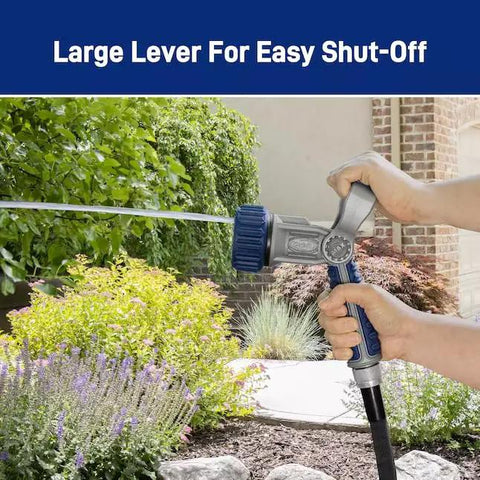Heavy Duty Seven Pattern Firemans Hose Nozzle With Adjustable Pressure Rust Proof Yard Sprayer Tough As Nails with large lever