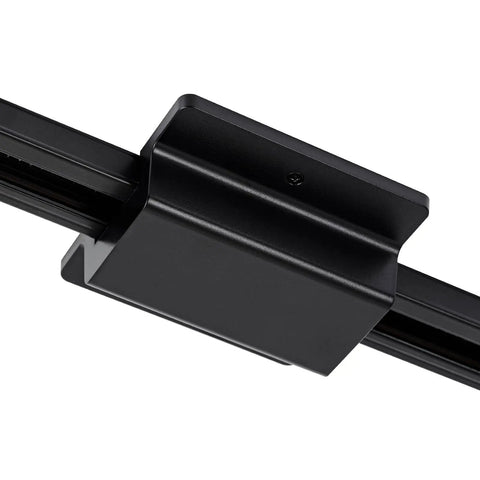 Close-up of connector from 40Ft H Type Track Lighting Kit In Black with Floating Canopy Connector End Caps Live End Feed