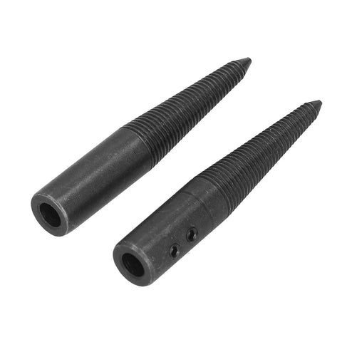 Top Notch Tapered Spindle Adapter Kit Holds Six Pieces For Bench Grinder And Buffer Polish Wheels Featuring Dual Thread Directions Plus Two Quick Grip Wrenches. Close-up of tapered steel spindle adapters.