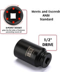 6-point socket from 7 Piece 1/2 Inch Drive Deep Impact Socket Set 6-Point CR-MO Drop Forged With Black Phosphate Finish