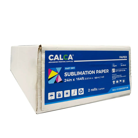 Box of 24 inch dye sublimation paper roll set, 328 feet total, 95gsm, fast dry heat transfer paper for Epson F570, 2 rolls, 2 inch cores