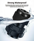 12 Pack 1/2 Inch NPT Cable Glands Waterproof Beefy Adjustable Strain Relief Connectors Nylon PA66 With Gaskets submerged in water