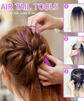 Hair Loop Tool Set With Pink Rat Tail Comb For French Braid Styling, Daily Braiding Kit For Mornings, School, Work Or Dance Practice, Replaces Fingers For Quick Slick Everyday Looks. Hair loop tool used on braided hair