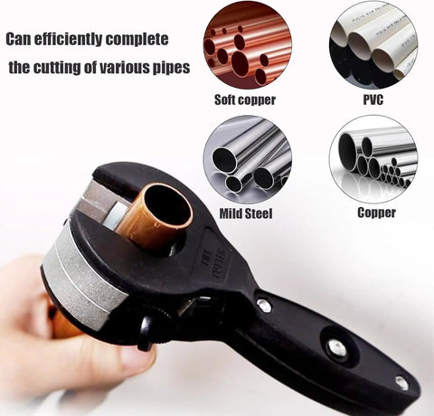 2-In-1 Ratcheting Pipe Cutter For Tight Spaces With Included Gloves, No-Fuss Cuts Copper PVC PPR And Plastic Tubing From 5/16 To 1-1/8 Inch, Close Quarters Tube Cutter For Pro Or DIY Maintenance, Smooth And Precise Cut, cuts copper PVC pipes