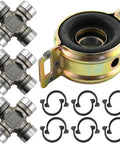 Heavy Duty Driveshaft Center Support Bearing And U Joint Kit For Toyota Tacoma 4WD 1995 2004, T100 1993 1998, And Tundra 2000 2006 Durable Carrier Bearing Set For Tough Off Road Rides And Easy Installation. Center bearing with 3 U-joints and snap rings