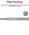Workhorse Three Sixteenth Inch Alignment Punch with 3/16 marking visible, high carbon steel, precise hole alignment tool