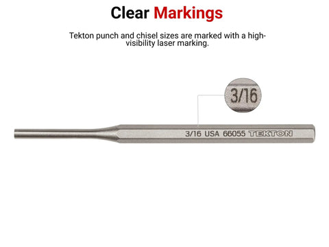 Workhorse Three Sixteenth Inch Alignment Punch with 3/16 marking visible, high carbon steel, precise hole alignment tool