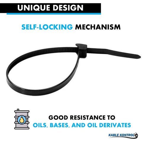 Radius Clamp Head Hose And Cable Ties 4 Inch 100 Pack Nylon Zip Ties, UV and Chemical Resistant, Self-Locking Mechanism