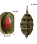 Inline Method Feeder Set For Carp Fishing With Four Inline Feeders And One Rubber Mold Includes 15G 20G 25G And 35G Weights And A Durable Plastic Mold Great For Freshwater Carp Angling Gear showing dimensions for each item