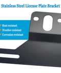 Heavy Duty Trailer License Plate Bracket Set in Black Stainless Steel, close-up showing rust-resistant features.