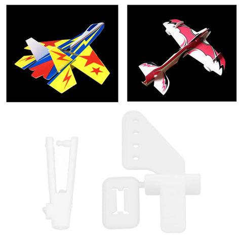 RC Airplane Control Horns And Clevis Kit 20 Sets 4 Hole Rudder Angle Easy Install Plug N Play visible with planes pictured