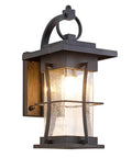 Outdoor Dope Wall Sconces Matte Black Metal Lanterns With Clear Seeded Glass Waterproof Exterior Lighting on white background