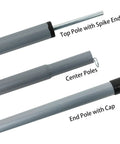 Heavy Duty Steel Tent Pole Replacement Set With 75 Inch Adjustable Rods, 0.6 Inch Diameter, 2 Pack, detailing pole ends and connectors