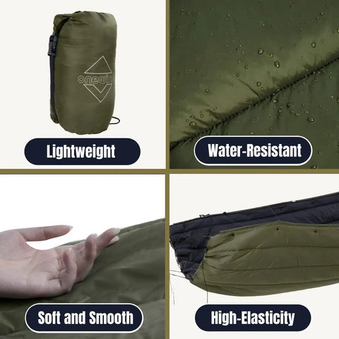 Ultralight Camping Hammock Underquilt With Sorona Insulation For Winter Camping Hiking And Backpacking, water-resistant, OD Green