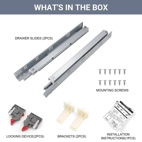 Heavy Duty 12 Pair 18 Inch Undermount Drawer Slides Boasting Smooth Soft Close Full Extension Cabinet Runners with hardware included.