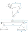 Double Shower Head With Built In Valve For High Pressure Showering 6 Settings Dual Shower Head Design dimensions diagram