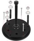Rear Crankshaft Seal And Wear Sleeve Removal And Installation Tool Kit For Cummins Signature ISX And QSX Engines Including ISX12 And ISX15 With Wet Flywheel Housing Only For Pro Grade Auto Maintenance And Shop Pros, showing complete metal components and fasteners for tool assembly.