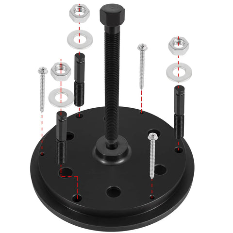 Rear Crankshaft Seal And Wear Sleeve Removal And Installation Tool Kit For Cummins Signature ISX And QSX Engines Including ISX12 And ISX15 With Wet Flywheel Housing Only For Pro Grade Auto Maintenance And Shop Pros, showing complete metal components and fasteners for tool assembly.