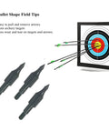 12 Pack 100 Grain Field Points For Crossbow Arrows, Screw In Bullet Tips For 5 16th Inch Shafts, targeting a bullseye