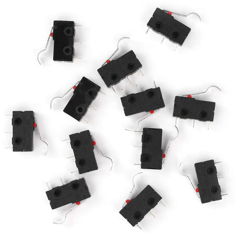 Top view of Dope Lever Arm Micro Switch Kit, 12 Pack SPDT 1NO 1NC Momentary 3 Pin 250V 5A AC Limit Switches for CNC Mills.