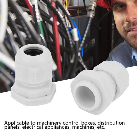 All Weather Nylon Cable Gland Kit 10 Pack For Outdoor Industrial Wiring IP68 Sealed Strain Relief near cables in use