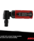 Slick Handheld Angle Die Grinder Built Different With 0.3 HP Motor Racking Up 18000 RPM compact red tool view from side.