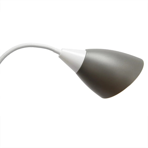 Gray shade detail of Medusa Five Light Adjustable Gooseneck Floor Lamp With White Base And Pink White Gray Shades Tall 67 Inch