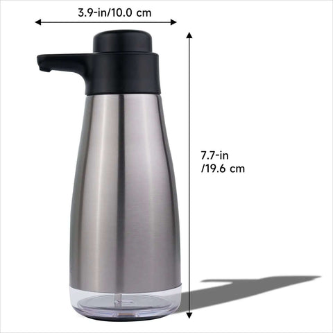 Stainless Steel Liquid Soap Dispenser 15 Fl Oz For Dish And Hand Soap No Fuss Pump Top Lifts Off For Easy Refill Max Fill Line