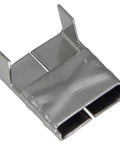 316 Stainless Steel Five Eighths Inch Wide Heavy Duty Clips 100 Per Box For Coated Banding AE4359 Compatibility close-up view
