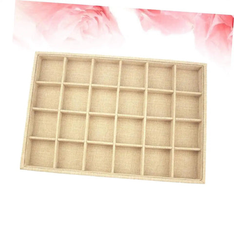 Switch Up Your Desktop Jewelry Tray With Adjustable Grid Dividers For Earrings And Rings Premium Sackcloth Organizer with removable grids.