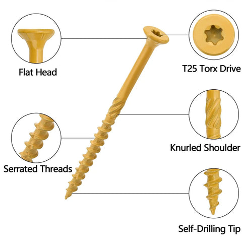 Size 10 Deck Screws 3 Inch 50 Pack With Self Drilling Tip No Pre Drill Needed Pro Grade Serrated Threads Rust Resistant