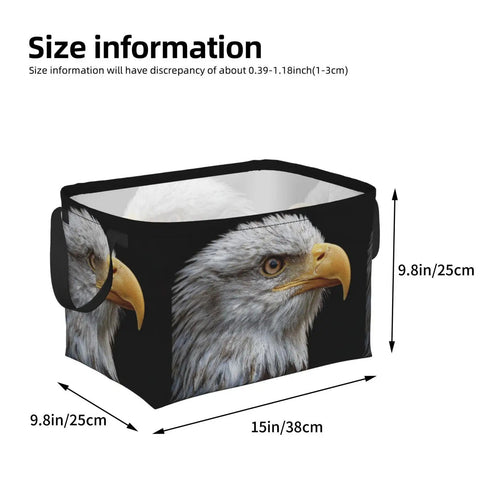 Super Roomy Polyester Storage Basket With Reinforced Handles Major Closet Organizer 15x9.8x9.8 inch eagle design for organizing gear.