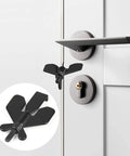 Portable Door Lock For Travel And Home Privacy, Compact Palm Size Security Device shown installed on a door handle