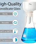 500 Ml Vacuum Filtration Kit With Buchner Funnel And Handheld Vacuum Pump Includes Filter Paper Pack Stoppers Tubing Cleaning Brush And An 80mm Porcelain Funnel Complete Lab Filtration Set For Quick Pro Grade Filtering with borosilicate glass 500ml flask and 80mm funnel visible.