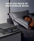 Heavy Duty Under Desk Gun Safe With Top Notch Biometric Finger Vein Lock For Dual Pistol Quick Grab next to a bed at night.