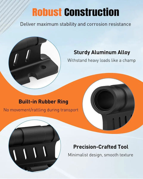Heavy Duty Bike Fork Mount Block With Upgraded Aluminum Alloy Build 8 Cone Adapters; features rubber ring for stability.