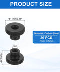 Knurled Thumb Nuts Set Of 26 M3x7mm Carbon Steel Round Knobs Fasteners With High Head Through Hole Hand Screws For 3D Printer Parts And Machinery Black Built Tough And Durable