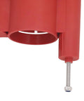 Slick Aluminum Router Lift Kit With Dead Nuts Accurate Dial Scale Flip Plate detailed angle showing red adjustment handle and screw.