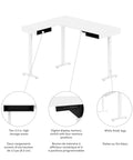 Badass L Shape Standing Desk With Smooth Height Adjustment 72 Inch Wide White And Black Office Workstation Built Tough featuring double storage drawers.