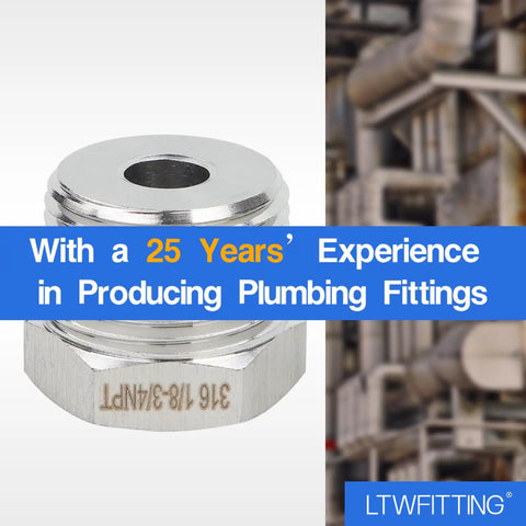 316 Stainless Steel Hex Bushing Reducer Fittings Three Quarter Inch Male to One Eighth Inch Female NPT for Fuel and Water