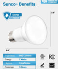 Four Pack BR20 Led Flood Bulbs E26 Base Emit Pretty Darn Bright 2700K Glow To Swap Fifty Watt Lamps For Seven Watt Efficiency, 2.5" damp rated design.