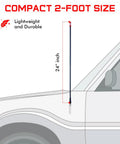 Diagram of 2-Foot Fiberglass CB Radio Antenna With VibraSorb Anti-Breakage Design on vehicle, pre-tuned to 26-29.5 MHz, black mast.