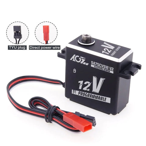Waterproof 45Kg Beefy Torque RC Servo 12V Programmable Metal Gear Coreless Digital Smart Servo For One Eighth And One Tenth RC Cars