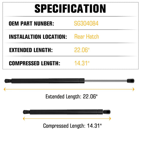 Rear Hatch Lift Support 2 Pack For Ford Edge 2007 2008 2009 2010 2011 2012 2013 2014 Fits Tailgate Shock Strut Replacement SG304084