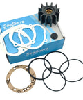 Beefy Sea Water Pump Impeller Kit For Volvo Penta And OMC Marine Engines with 12-blade spline drive, neoprene impeller, brass hub.